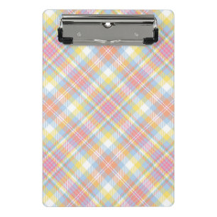 Minicarpeta De Pinza Tela escocesa en colores pastel de la raya