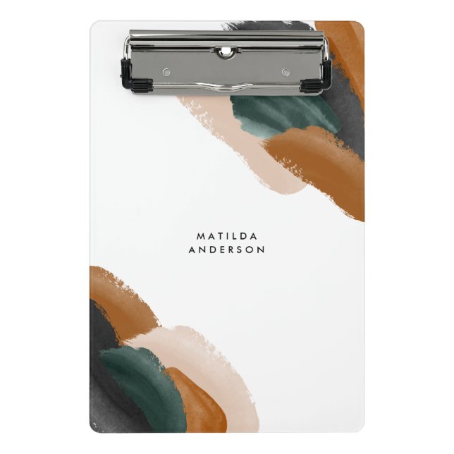 Minicarpeta De Pinza Terracota verde abstracta acuarela moderna (Anverso)