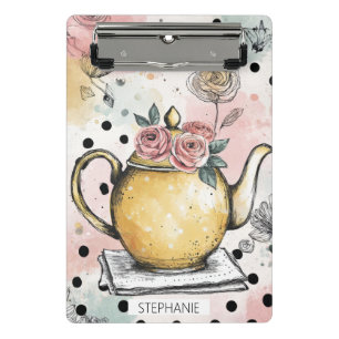 Minicarpeta De Pinza Tetera Floral Caprichosa – Acogedor Cottagecore