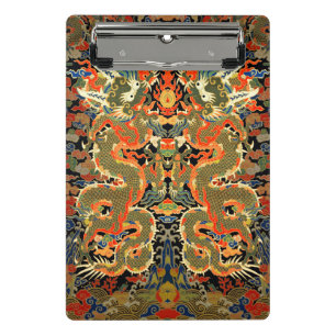 Minicarpeta De Pinza Textil con dragón chino vintage Arte asiático