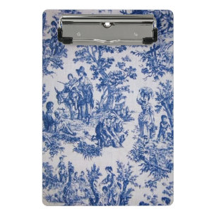 Minicarpeta De Pinza Tile de jouy azul y blanco elegante