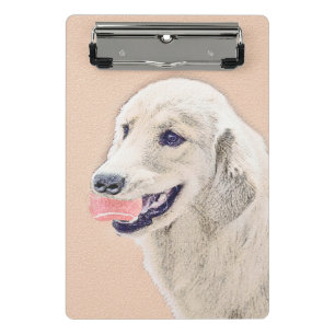 Minicarpeta De Pinza Tirador de oro con arte de perro pintado de bolas 