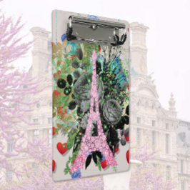 Minicarpeta De Pinza Torre Eiffel de Diamantes Rosados