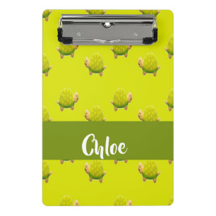 Minicarpeta De Pinza Tortugas verdes de nombre personalizado