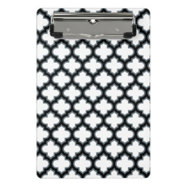Minicarpeta De Pinza Trébol blanco y negro, Entramado, Quatrefoil