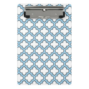 Minicarpeta De Pinza Trellis azul blanco y bebé, Entramado, Quatrefoil