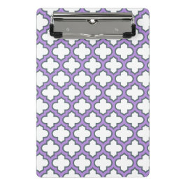 Minicarpeta De Pinza Trellis blanca y púrpura, Entramado, Quatrefoil