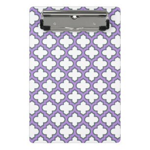 Minicarpeta De Pinza Trellis blanca y púrpura, Entramado, Quatrefoil