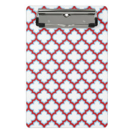 Minicarpeta De Pinza Trellis blanca y roja, Entramado, Quatrefoil