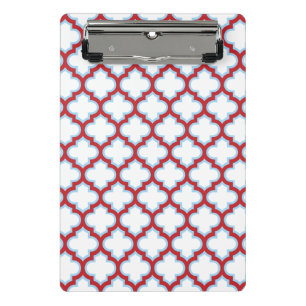Minicarpeta De Pinza Trellis blanca y roja, Entramado, Quatrefoil