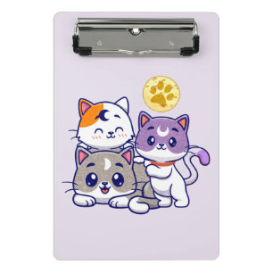 Minicarpeta De Pinza Trio Adorable - Tres Gatos Cubiertos