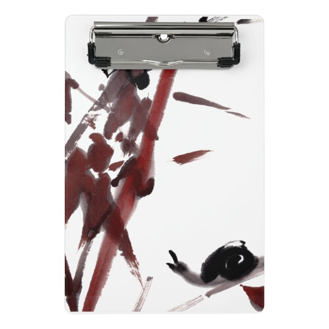 Minicarpeta De Pinza Tuschekunst mit Schnecke und Rotem Bambus (Anverso)