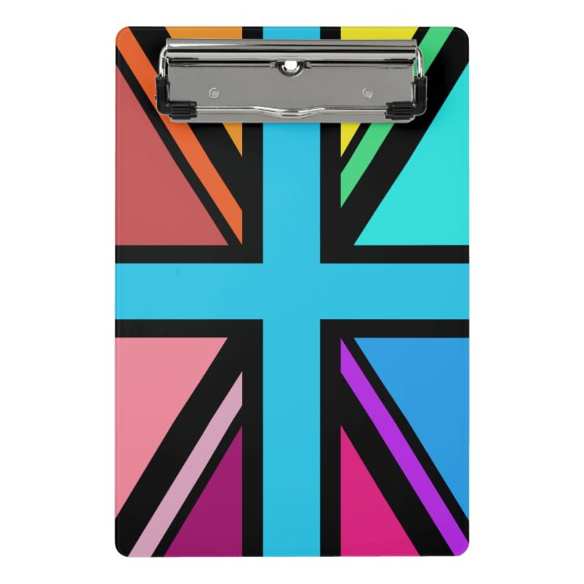 Minicarpeta De Pinza Unión Jack/Bandera Multicolorizado+Diseño Negro (Anverso)