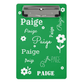 Minicarpeta De Pinza Verde con flores blancas, personalizado