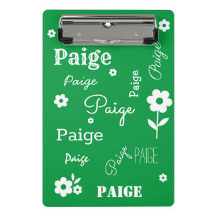 Minicarpeta De Pinza Verde con flores blancas, personalizado