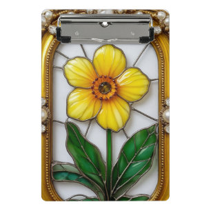 Minicarpeta De Pinza Vidrio Artístico Pintado con Flor Vibrante