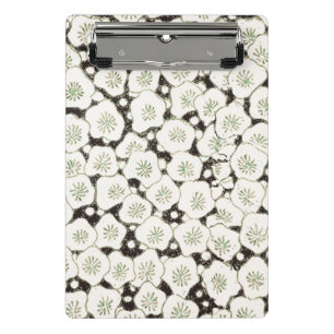Minicarpeta De Pinza Vintage 1902 Japonés Floral: Flor Blanca Negra