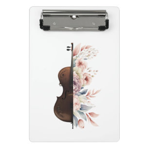 Minicarpeta De Pinza Violín entre flores. Bouquet de flores.