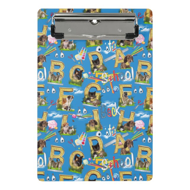 Minicarpeta De Pinza Volver a la escuela Diseño de repetición ABC (Anverso)