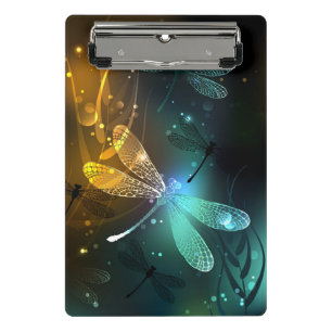 Minicarpeta De Pinza Vuelo de libélula luminosa verde