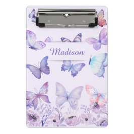 Minicarpeta De Pinza Watercolor Butterflies Wildflowers Garden Lilac