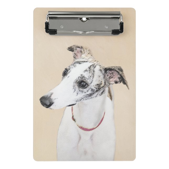 Minicarpeta De Pinza Whippet, inglés Whippet, broche, blanco, brindle, (Anverso)