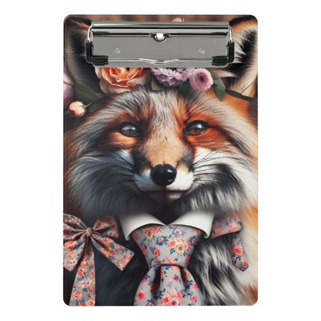 Minicarpeta De Pinza Wild fox wearing a tie cute  (Anverso)