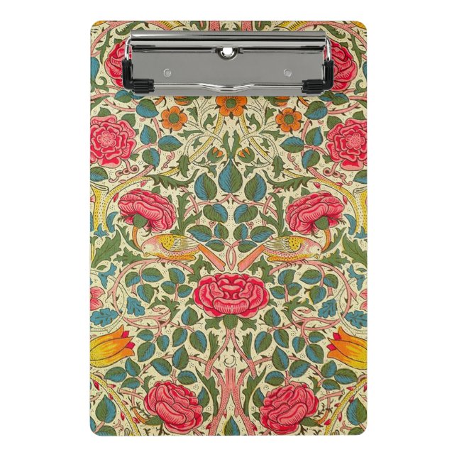 Minicarpeta De Pinza William Morris Rosa Floral Chintz Pink (Anverso)