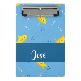 Minicarpeta De Pinza Yellow submarine and fish on blue