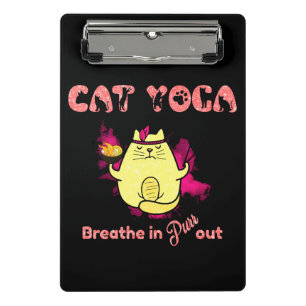 Minicarpeta De Pinza Yoga lindo gato - "Respira, sale"