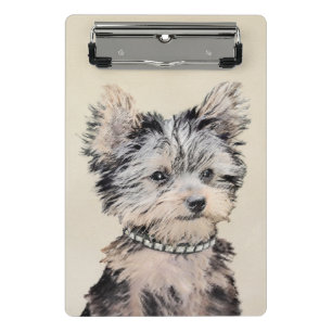 Minicarpeta De Pinza Yorkshire Terrier Puppy Pintando Arte Original De