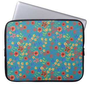 Miniimpresión floral retro en funda para portátil 