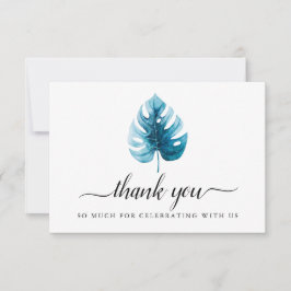 Mínima acuarela Monstera Leaf Gracias Tarjeta