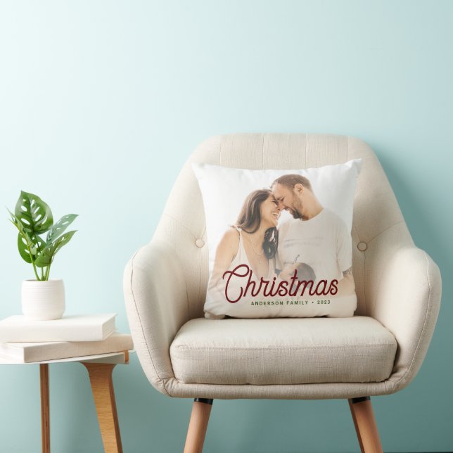Mínima Almohada Navideña Familiar con Guión y Raya (Silla)