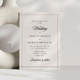 Mínima invitación moderna de matrimonio de marfil 