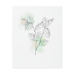 Mínima línea de hojas botánicas Arte mural Metaliz