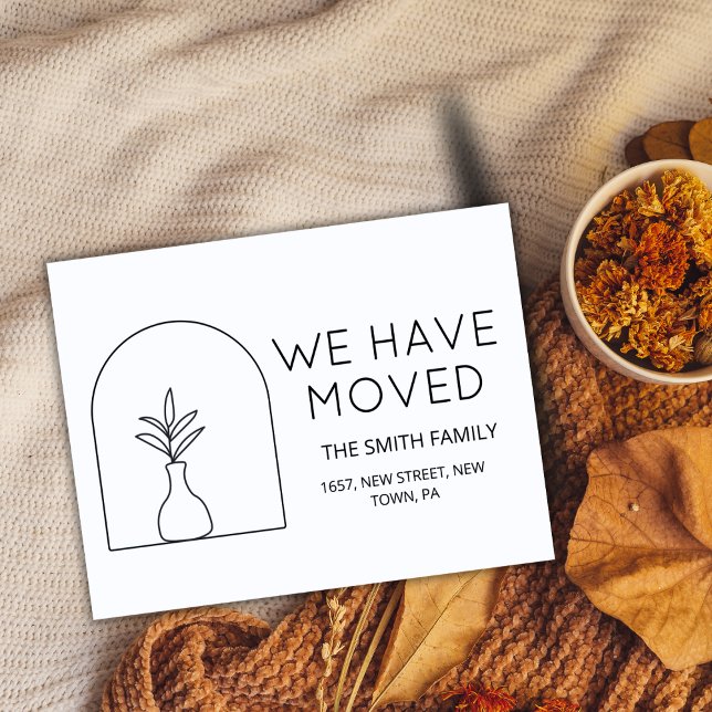 Mínima planta Negro nueva invitación móvil del hog (We have moved moving announcement card for change of address or new address for new home)