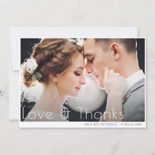 mínima tarjeta de agradecimiento boda