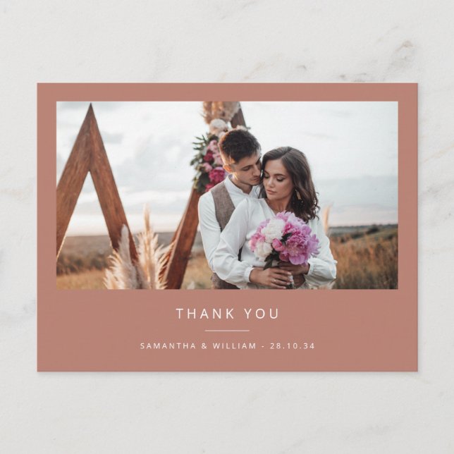Mínima tarjeta de agradecimiento de boda simple (Anverso)