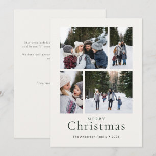 Mínima Tarjeta de Navidad con 4 Fotos para Familia