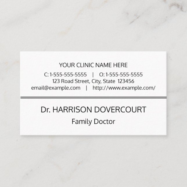 Mínima tarjeta profesional de atención médica (Anverso)