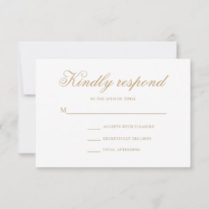 Minimal Classic Stylish Gold Script Wedding RSVP