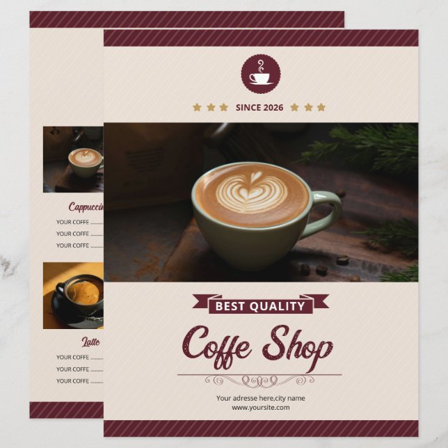 Minimal Coffee Shop Flyer Template (Anverso / Reverso)