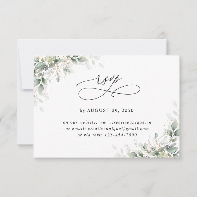 Minimal Eucalyptus Wedding Online RSVP Card (Anverso)