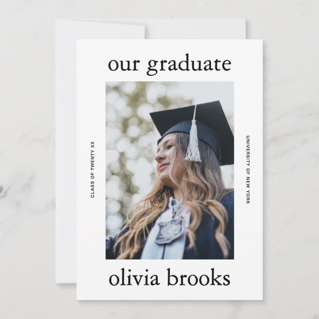 Minimal Graduation Photo Card | Custom College (Anverso)