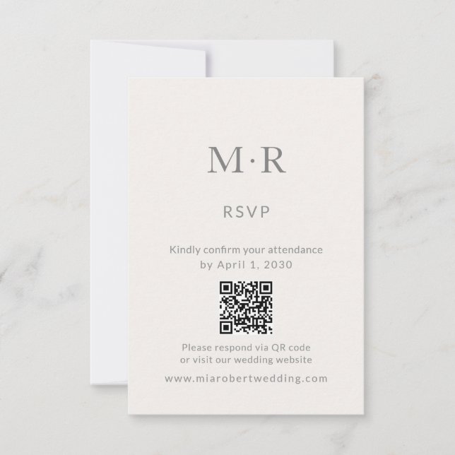 Minimal Intimate Wedding RSVP Card with QR Code (Anverso)