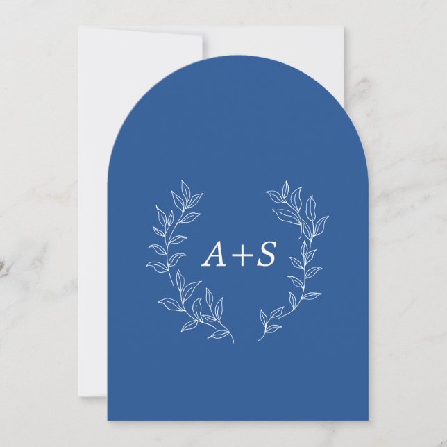Minimal Leaf | Invitación de Boda con Monograma Ar (Anverso)