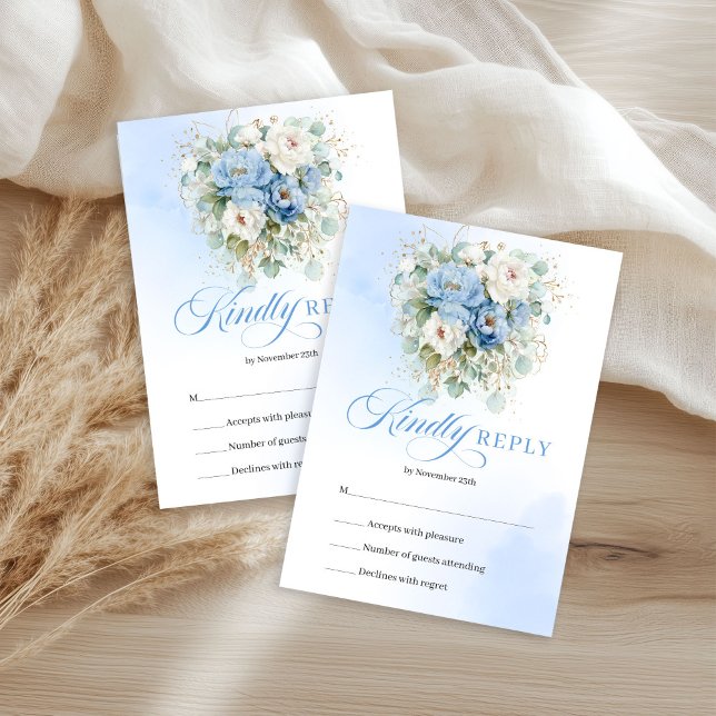 Minimal Light Blue Floral Wedding RSVP (Minimal Light Blue Floral Wedding RSVP)