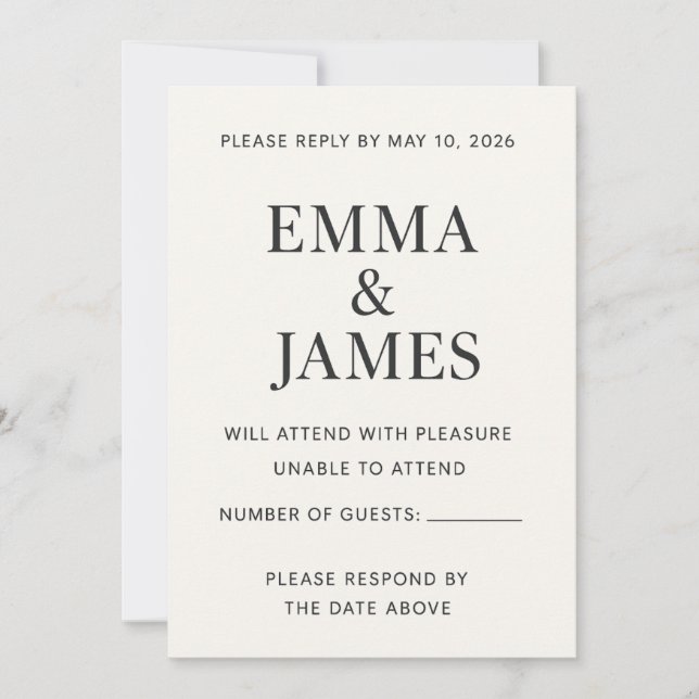 Minimal Modern Ivory RSVP Card (Anverso)