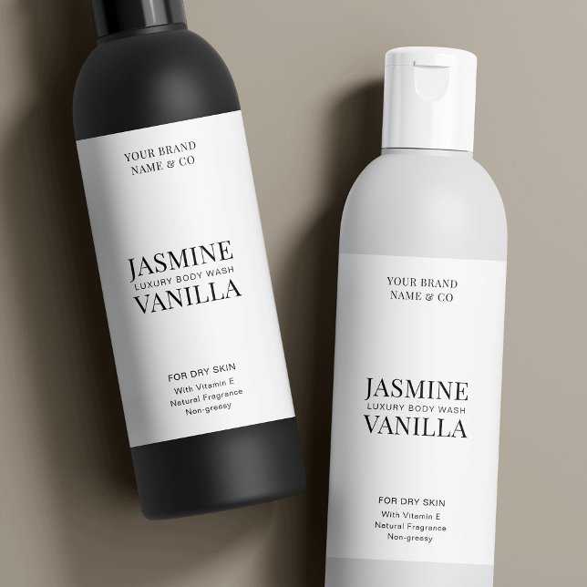 Minimal moderno 8 OZ Cosmo Etiqueta impermeable de (Fully customizable product labels for cosmetic bottles with space for your nrand name & product info)